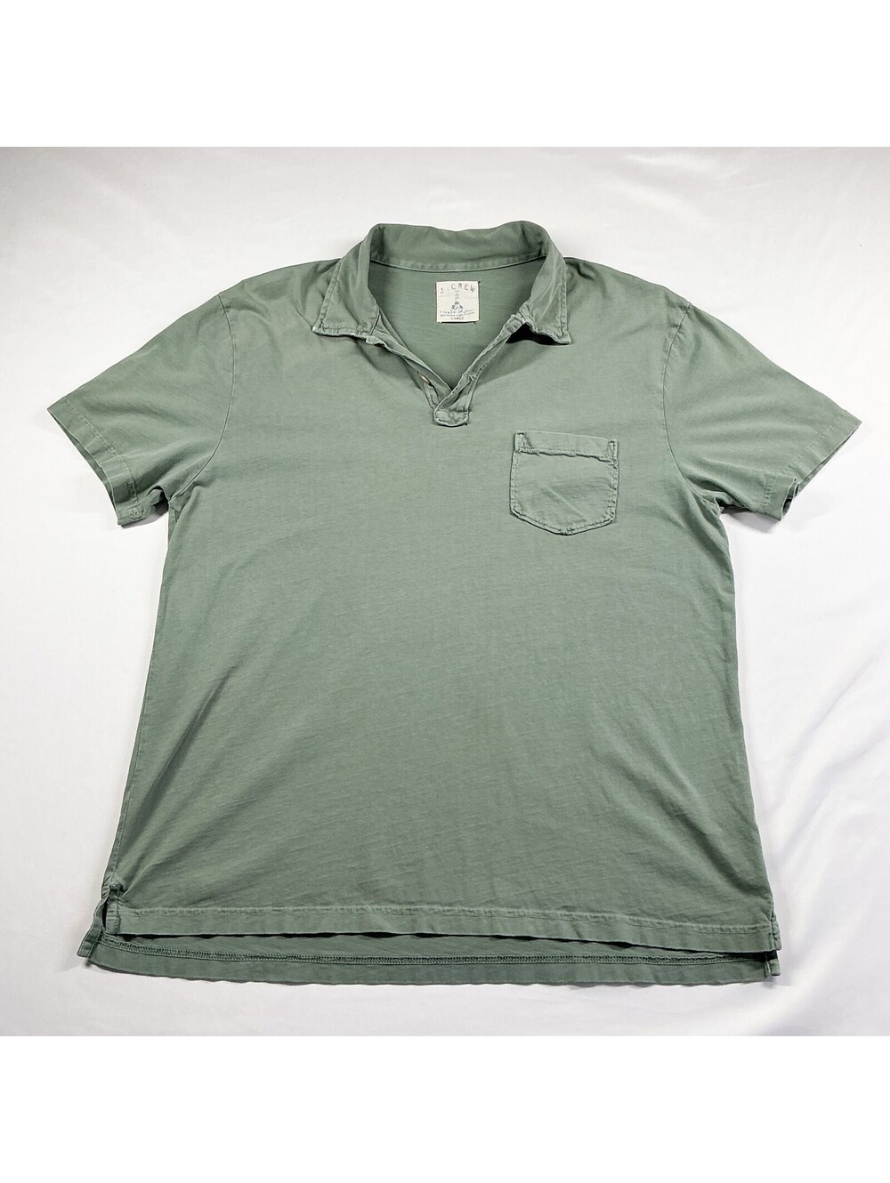 J.Crew Broken In Jersey Vintage Thrashed Green Short Sleeve Polo Cotton Large